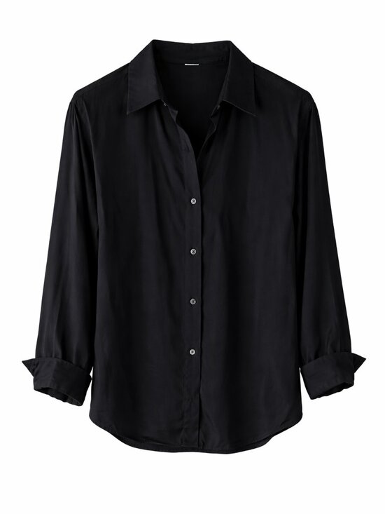 Banana Republic Tops - 100% Silk Banana Republic Black Blouse Button Down Shirt Cuffed Sleeve Women’s L
